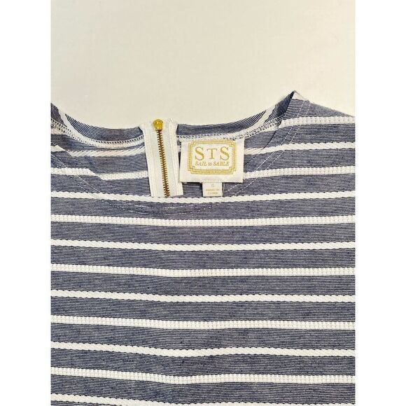 Sail to Sable Textured Knit Striped Long Sleeve Dress Navy White Size Small EUC - Picture 4 of 11